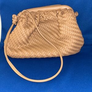 Anthropologie Frankie Tan Mini Clutch Hobo Bag Hinge Woven Shoulder Strap Only